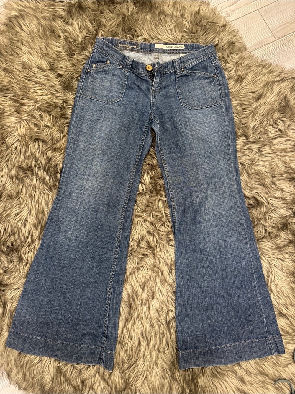 DKNY Low Rise Medium Blue Flare Jeans